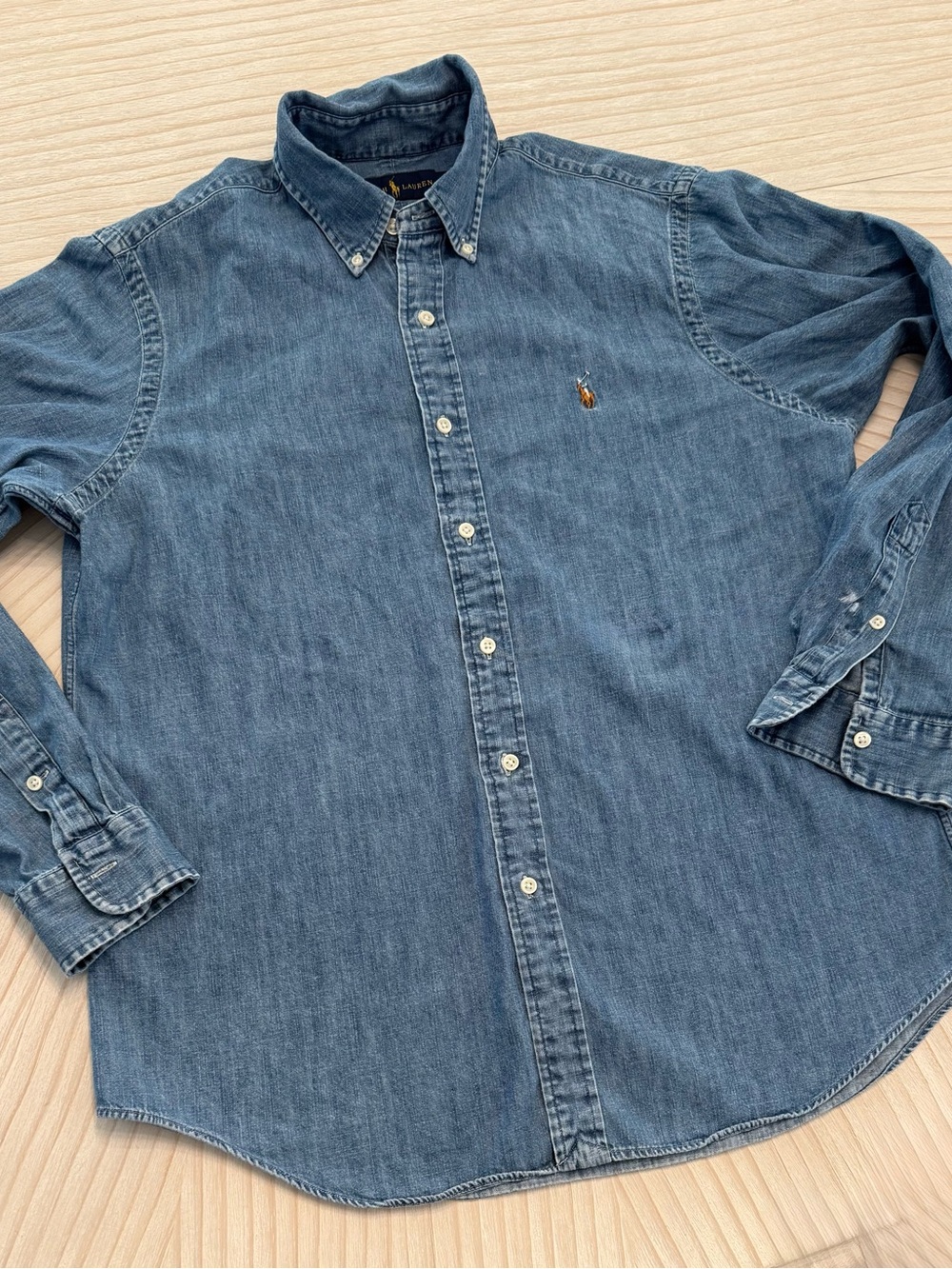 Ralph Lauren Men's Light Blue Denim Button-Down Shirt